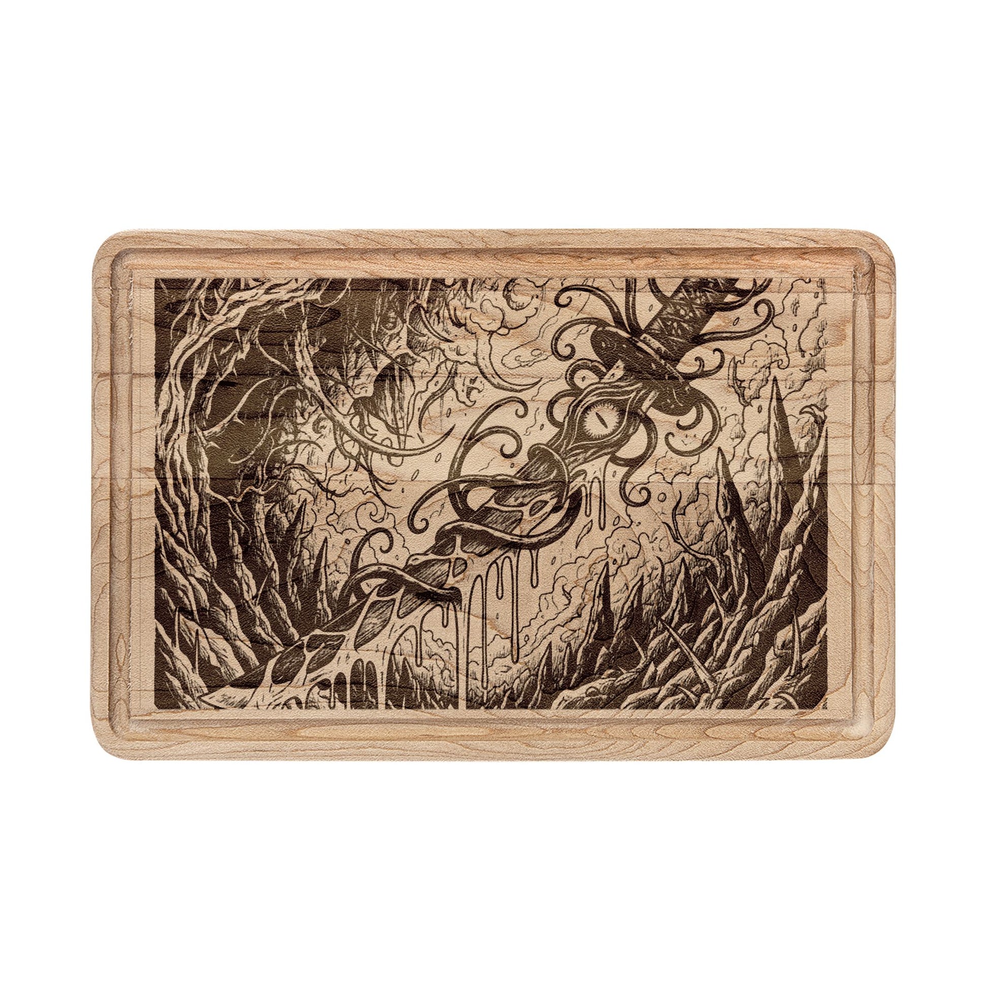 Anomalous Engraved Gothic Dagger Cutting Board — Dark Art Kitchen Decor