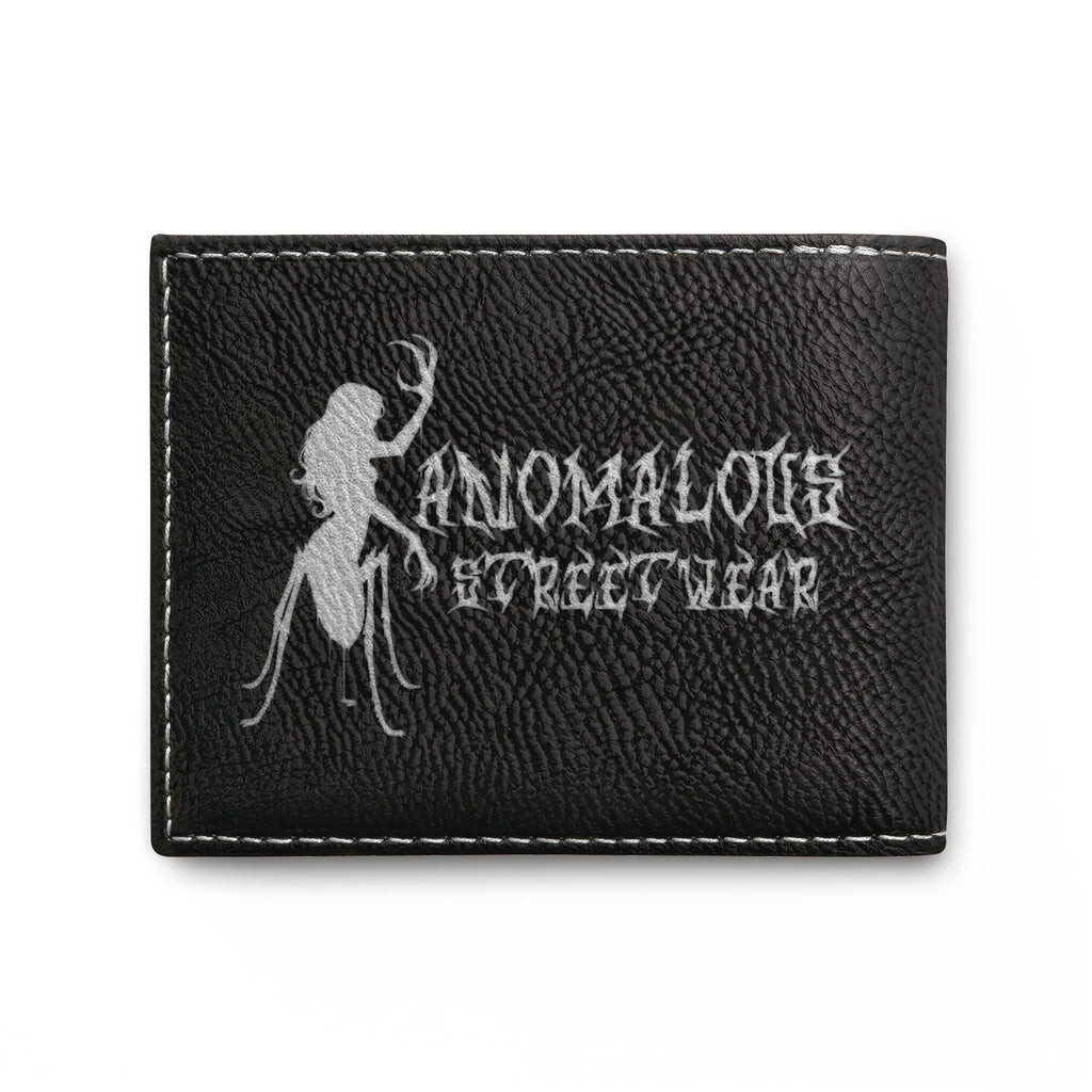 Anomalous Streetwear Leather Bi-Fold Wallet — 'Anomalous Streetwear' Logo with Flip