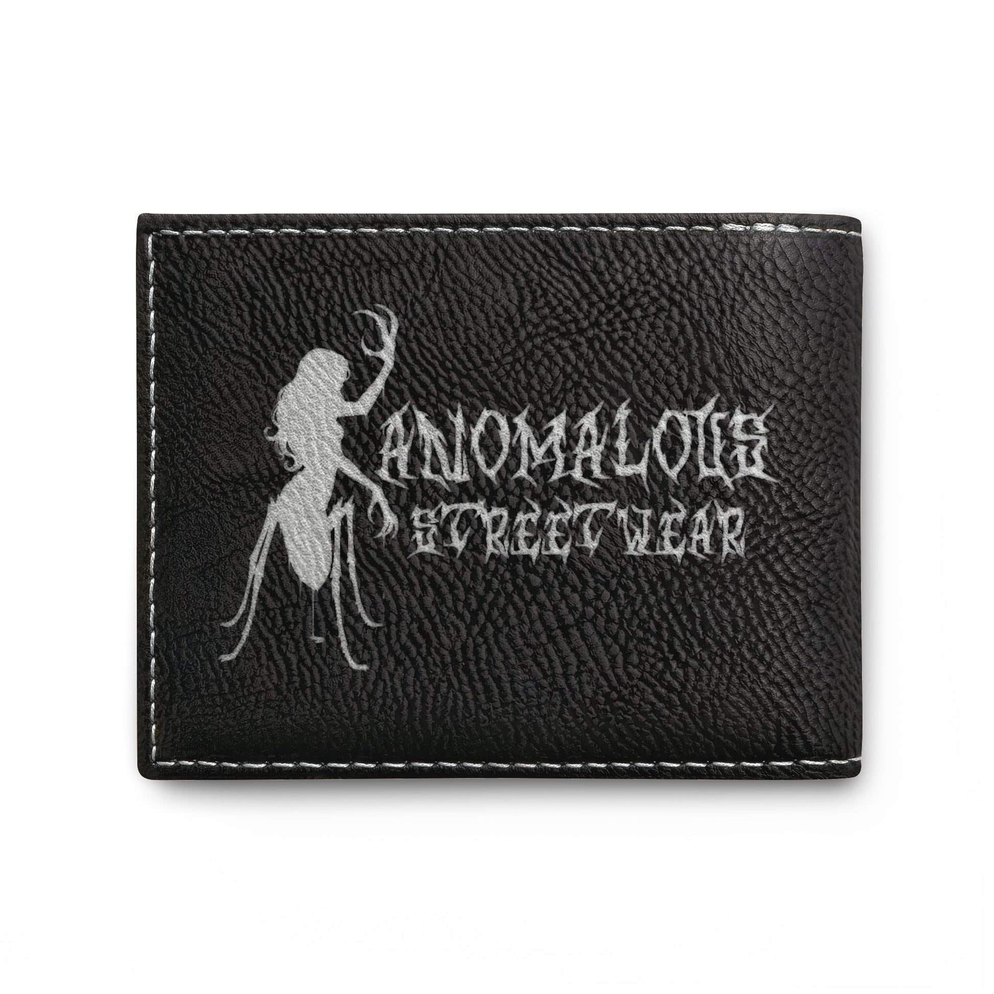 Anomalous Streetwear Leather Bi-Fold Wallet — 'Anomalous Streetwear' Logo with Flip