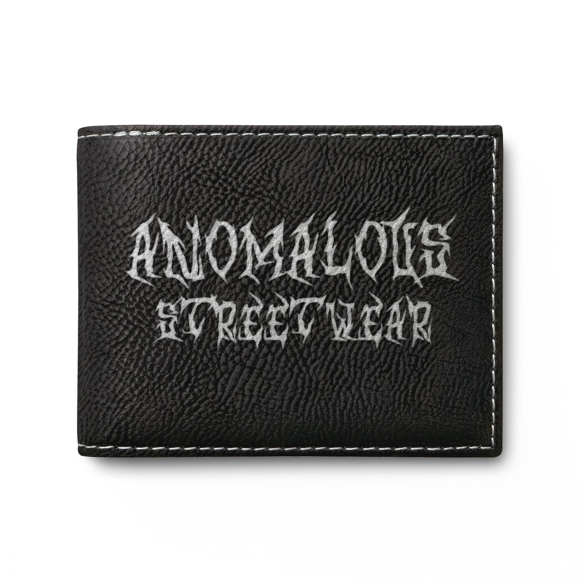 Anomalous Streetwear Leather Bi-Fold Wallet — 'Anomalous Streetwear' Logo with Flip