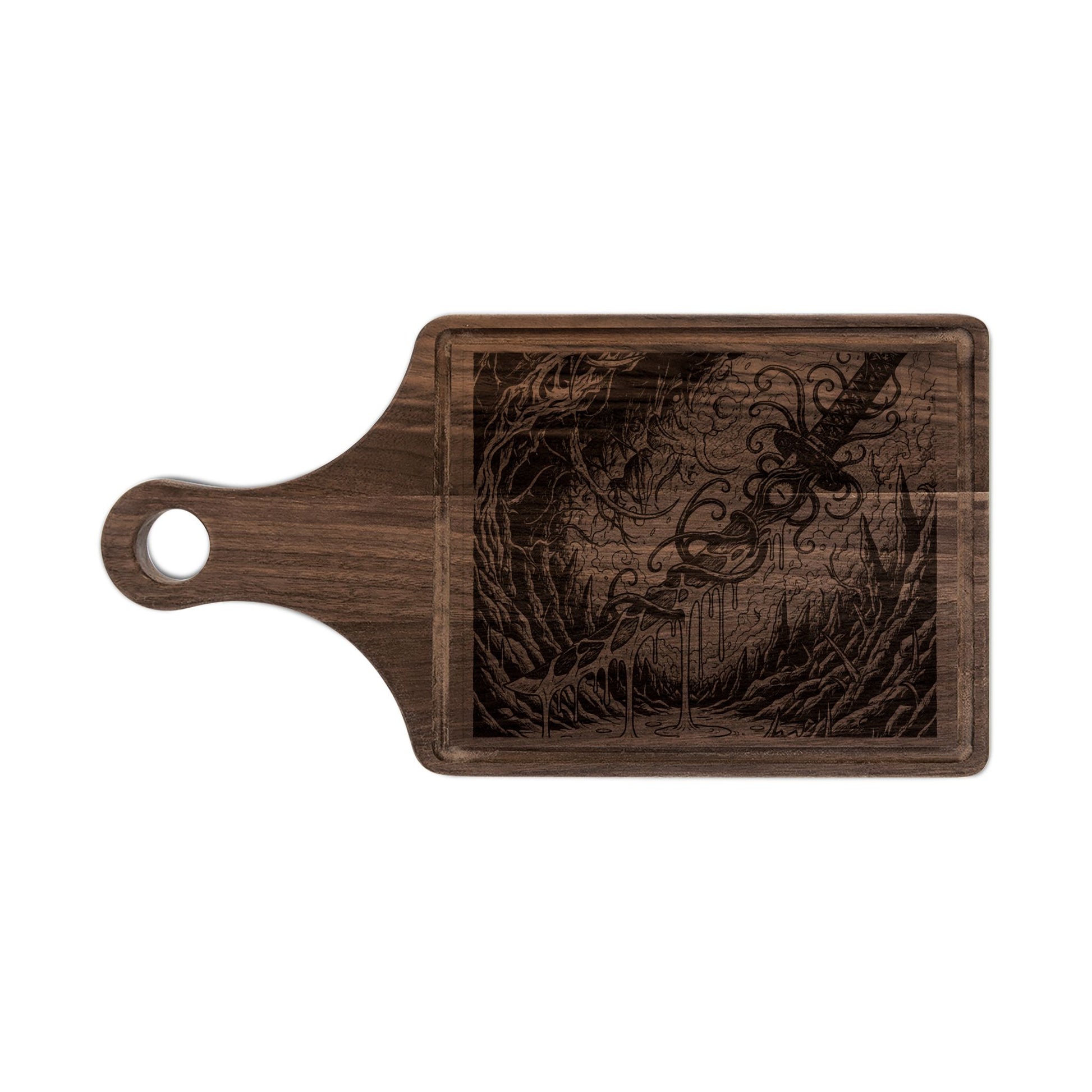 Anomalous Engraved Gothic Dagger Cutting Board — Dark Art Kitchen Decor
